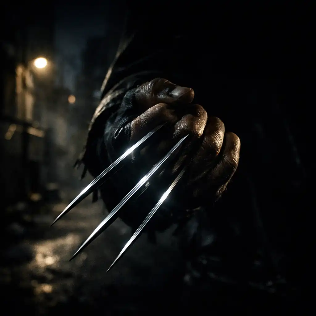 Clawed hand emerging from shadows